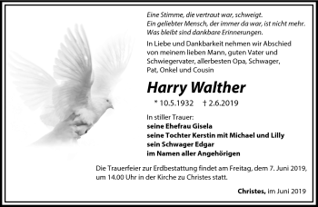 Traueranzeige von Harry Walter von Südthüringer Presse