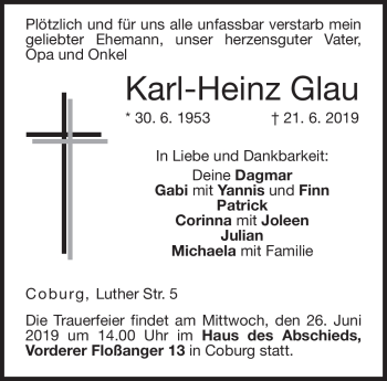 Traueranzeige von Karl-Heinz Glau von Neue Presse Coburg