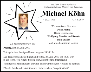 Traueranzeige von Michael Köhn von Neue Presse Coburg