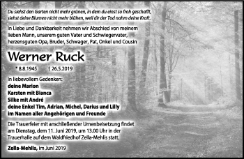 Traueranzeige von Werner Ruck von Südthüringer Presse