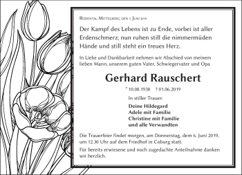 Traueranzeige von Gerhard Rauschert von Neue Presse Coburg