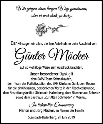 Traueranzeige von Günter Möcker von Südthüringer Presse