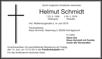 Traueranzeige von Helmut Schmidt von Frankenpost
