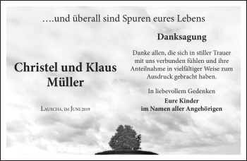 Traueranzeige von Christel und Klaus Müller von Südthüringer Presse