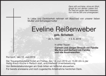 Traueranzeige von Eveline Reißenweber von Neue Presse Coburg