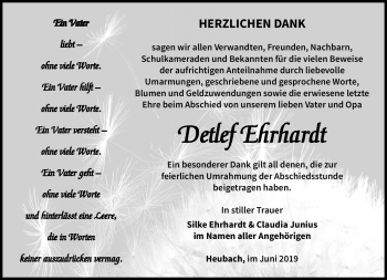 Traueranzeige von Detlef Ehrhardt von Südthüringer Presse
