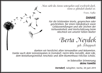 Traueranzeige von Berta Neydek von Südthüringer Presse