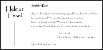 Traueranzeige von Helmut Finsel von Neue Presse Coburg