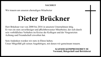Traueranzeige von Dieter Brückner von Neue Presse Coburg