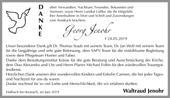 Traueranzeige von Georg Jenhor von Neue Presse Coburg