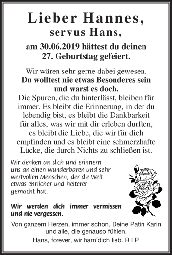 Traueranzeige von Hannes Na von Frankenpost