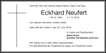 Traueranzeige von Eckhard Neufert von Frankenpost