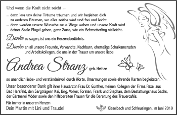 Traueranzeige von Andrea Stanz von Südthüringer Presse