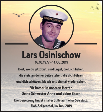 Traueranzeige von Lars Osinischow von Südthüringer Presse