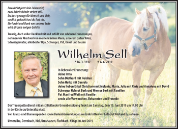 Traueranzeige von Wilhelm Sell von Südthüringer Presse