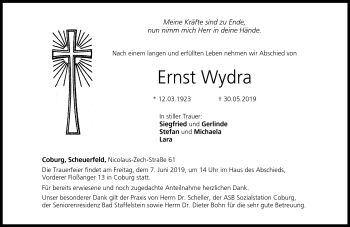 Traueranzeige von Ernst Wydra von Neue Presse Coburg