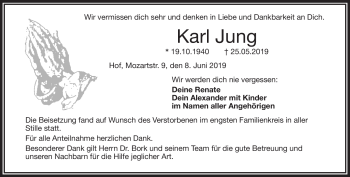 Traueranzeige von Karl Jung von Frankenpost