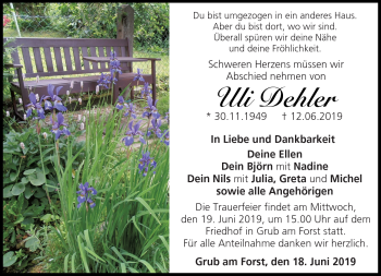 Traueranzeige von Uli Dehler von Neue Presse Coburg
