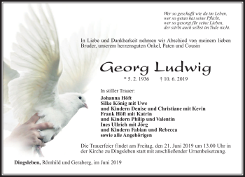 Traueranzeige von Georg Ludwig von Südthüringer Presse