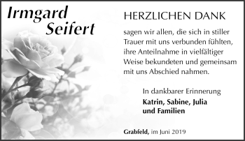 Traueranzeige von Irmgard Seifert von Südthüringer Presse