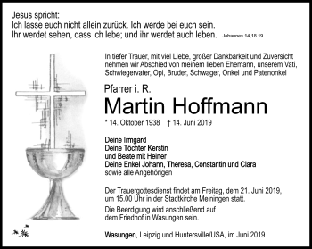 Traueranzeige von Martin Hoffmann von Südthüringer Presse
