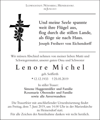 Traueranzeige von Lenore Michel von Südthüringer Presse