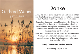 Traueranzeige von Gerhard Weber von Frankenpost