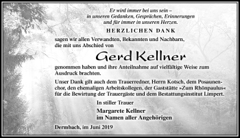 Traueranzeige von Gerd Kellner von Südthüringer Presse