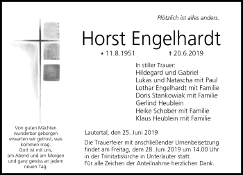 Traueranzeige von Horst Engelhardt von Neue Presse Coburg