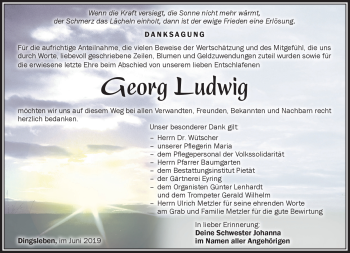 Traueranzeige von Georg Ludwig von Südthüringer Presse