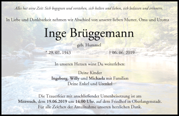 Traueranzeige von Inge Brüggemann von Neue Presse Coburg