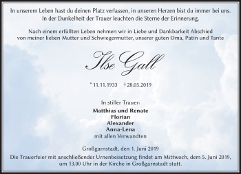 Traueranzeige von Ilse Gall von Neue Presse Coburg