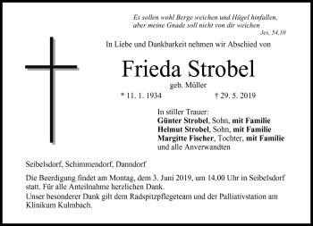 Traueranzeige von Frieda Strobel von Neue Presse Coburg