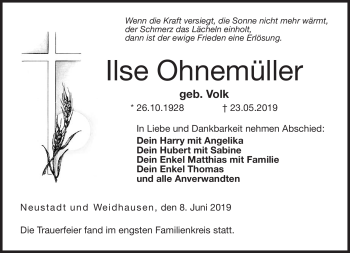 Traueranzeige von Ilse Ohnemüller von Neue Presse Coburg
