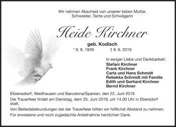 Traueranzeige von Heide Kirchner von Neue Presse Coburg