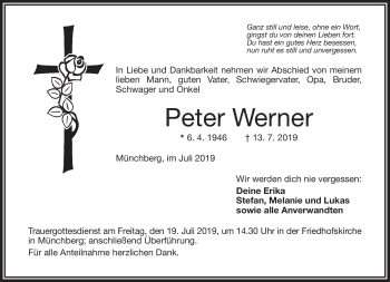 Traueranzeige von Peter Werner von Frankenpost