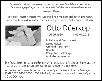 Traueranzeige von Otto Düerkop von Neue Presse Coburg