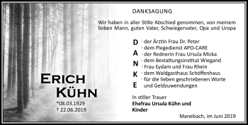 Traueranzeige von Erich Kühn von Südthüringer Presse