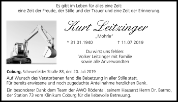Traueranzeige von Kurt Leitzinger von Neue Presse Coburg
