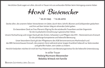 Traueranzeige von Horst Biesenecker von Neue Presse Coburg