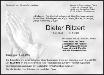 Traueranzeige von Dieter Ritzert von Neue Presse Coburg