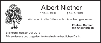 Traueranzeige von Albert Nietner von Neue Presse Coburg