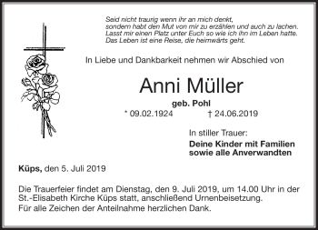 Traueranzeige von Anni Müller von Neue Presse Coburg