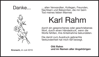 Traueranzeige von Karl Rahm von Neue Presse Coburg