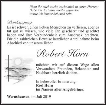 Traueranzeige von Robert Horn von Südthüringer Presse
