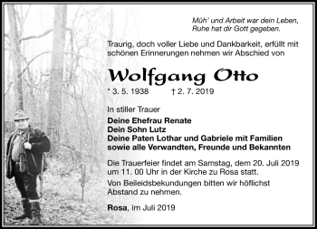 Traueranzeige von Wolfgang Otto von Südthüringer Presse