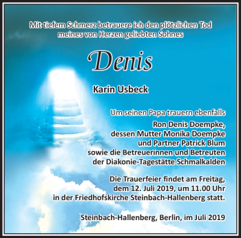 Traueranzeige von Denis  von Südthüringer Presse
