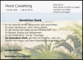 Traueranzeige von Horst Czwielong von Neue Presse Coburg