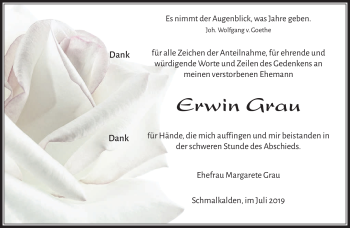 Traueranzeige von Erwin Grau von Südthüringer Presse