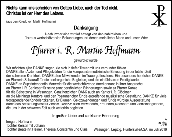 Traueranzeige von Martin Hoffmann von Südthüringer Presse